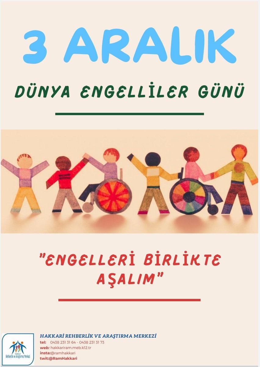 Engelleri birlikte aşalım.

<a href="/MebOrgm/">Özel Eğitim ve Rehberlik Hiz. Genel Müdürlüğü</a>
<a href="/muratagar60/">Murat AĞAR</a>
<a href="/Hakkari_MEM/">Hakkari İl Milli Eğitim Müdürlüğü</a>
<a href="/BilalGur30/">Bilal GÜR</a>
 #3aralıkdünyaengellilergünü