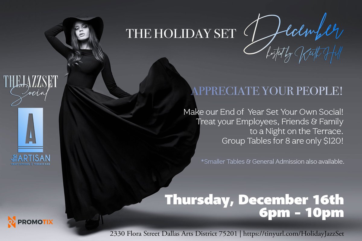 TasteTexasbyUJD's tweet image. Treat your employees and customers to a Set on the Terrace. Tables for 8 are just $120. Limited Number available now at Promotix. app.promotix.com/events/details…

#TasteTexas #dallasmeetups #DallasFoodie #DallasRestaurants