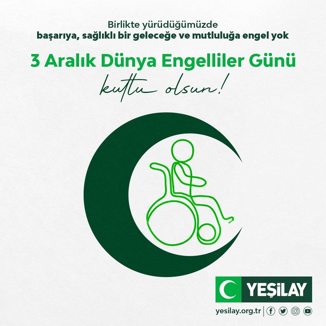 Birlikte olmanın gücüyle tüm engelleri aşıyoruz!

#Yeşilay #3AralıkDünyaEngellilerGünü