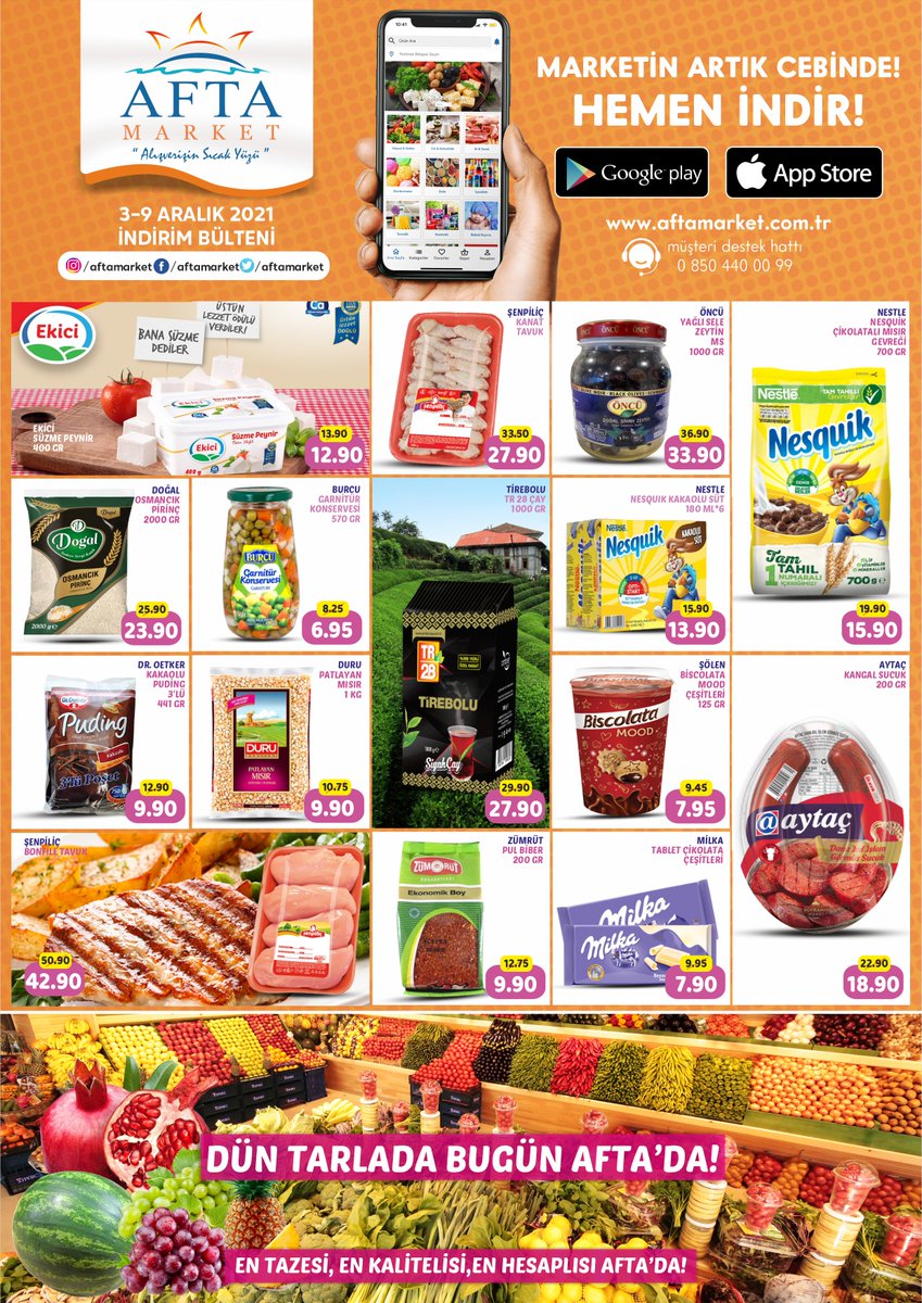 AftaMarket's tweet photo. Afta Market 3-9 Aralık indirimleri sizleri bekliyor. / online alışveriş  https://t.co/J8VCT5xks6 veya App Store, Play Store’dan uygulamamızı indirerek sipariş oluşturabilirsiniz. #aftamarket #indirim #sale #market #sanalmarket #onlinemarketing #giresun #ordu https://t.co/iYibH2QgQt