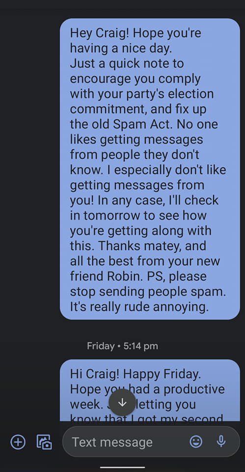 RobinYourfriend's tweet photo. my first one after Craig spammed the Nation's phones. https://t.co/It4oBa2nex