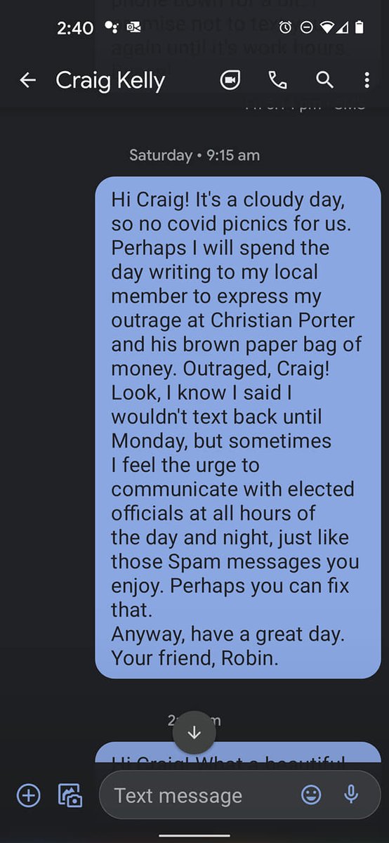 RobinYourfriend's tweet photo. I was incensed about Porter's slush fund and felt Craig needed to know this wasn't all about him. https://t.co/6PaTkrzFRG