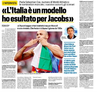 Intervista a Coe oggi sul Corriere dello Sport ⁦<a href="/ItaliaTeam_it/">ItaliaTeam</a>⁩ ⁦<a href="/WorldAthletics/">World Athletics</a>⁩ ⁦<a href="/atleticaitalia/">Atletica Italiana</a>⁩