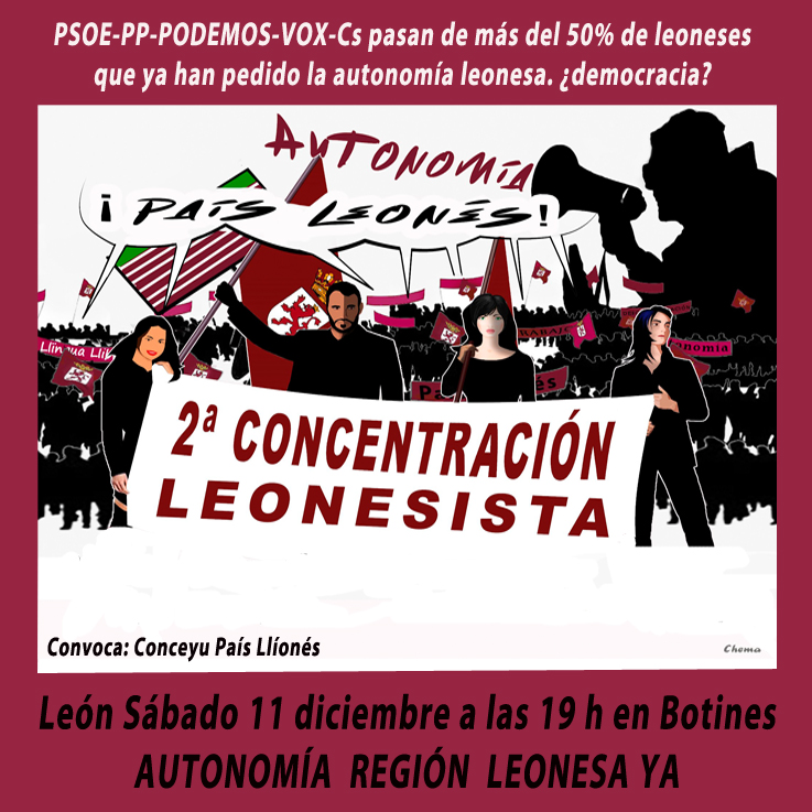 unleones's tweet photo. ACUDE Si te duele tu tierra no mires para otro lado. Nos están arruinando sobre todo los políticos del PP-Psoe-Cs-Podemos #leonesp #autonomialeonesa #somosla18 #paislliones #regionleonesa @UPLeones @uplsanandres @UPLJuventudes #libertd @ABC_CastyLeon @_okdario @el_pais @elmundoes https://t.co/2zqE6uXuTR