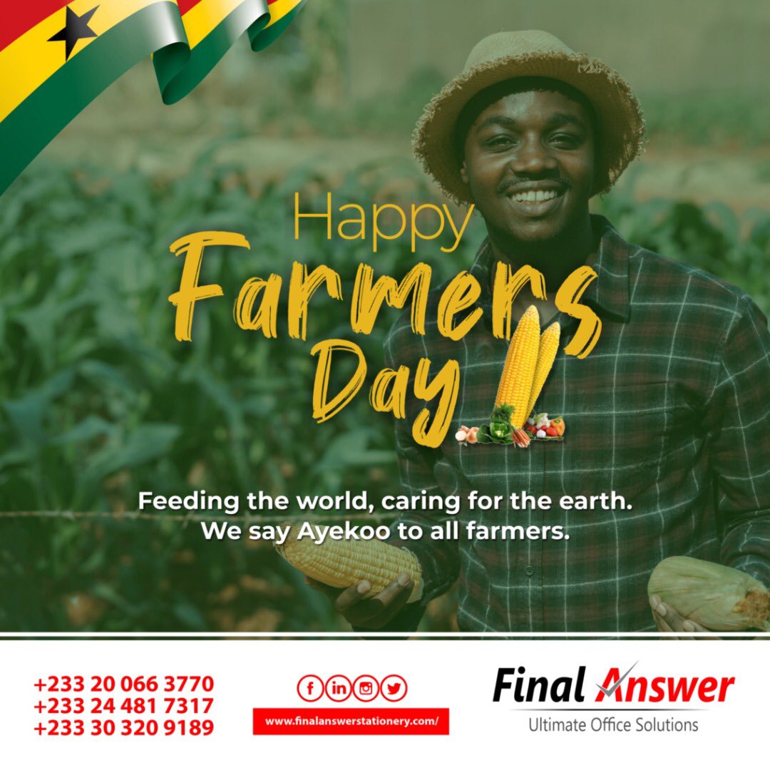 FinalStationery's tweet photo. On this occasion of Farmers Day, we say thank you for working hard to feed the world.

Happy Farmers Day!

#farmersday
#farmlife 
#finalanswer #ultimateofficesolutions 
#thankyoufarmer #officesupplies 
#bookandstationary #bookandstationery 
#computersandaccessories 
#samgeorge https://t.co/el5pLJOPVZ