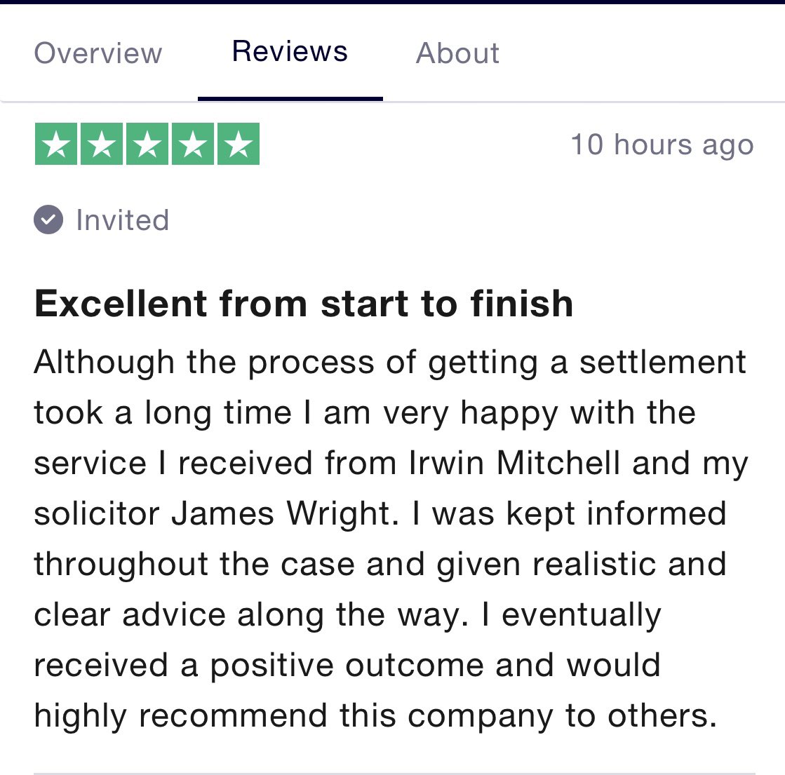 jameswright770's tweet photo. Really pleased to get another 5* review from a client after successfully settling his case - always nice for clients to recognise the hard work that goes into a matter ⭐️⭐️⭐️⭐️⭐️ #willdisputes #contentiousprobate #irwinmitchell https://t.co/8i0M17XqQI