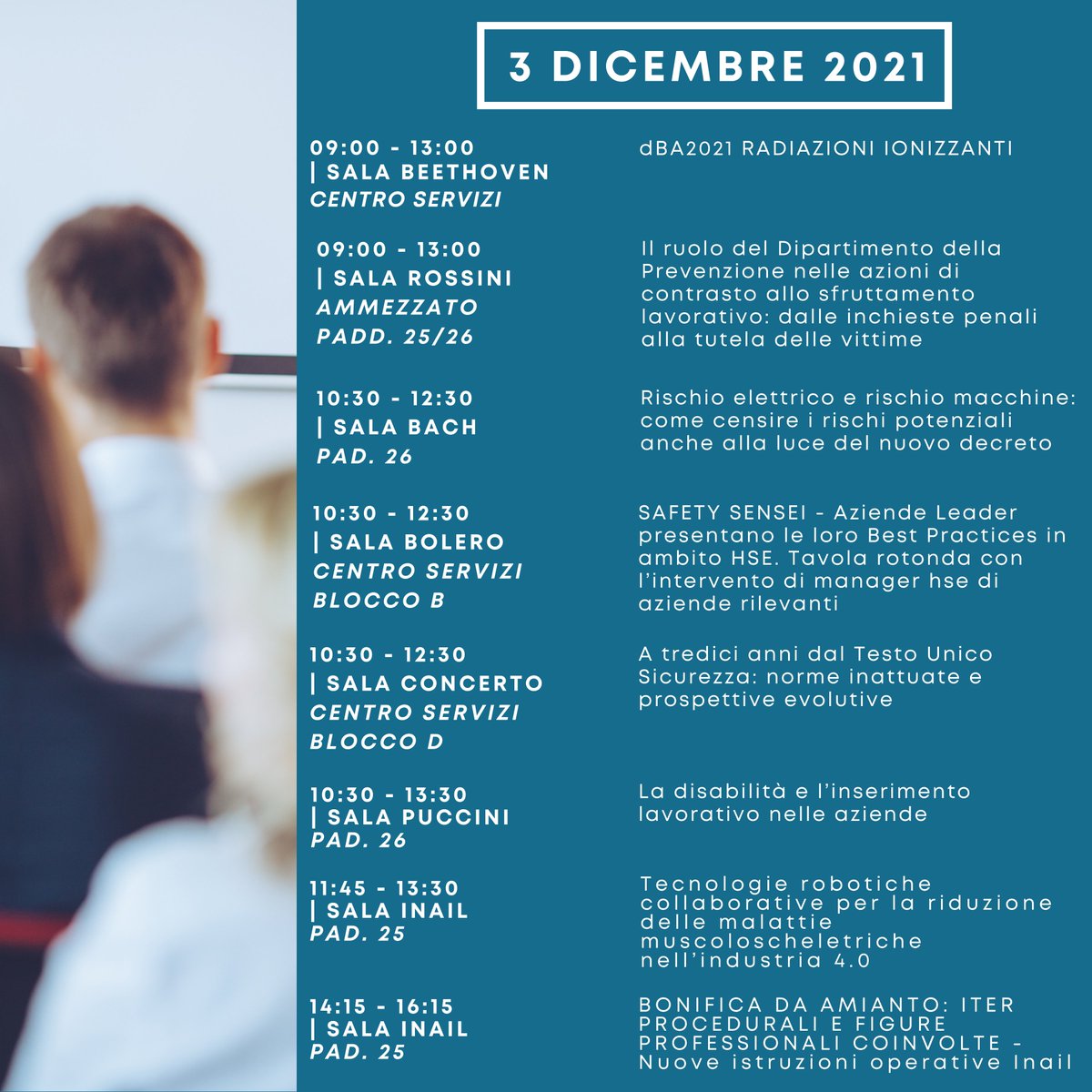 🙌 Sta per iniziare l'ultimo giorno di #AmbienteLavoro2021!
Ti aspettiamo per parlare di #sicurezza sul #lavoro e non solo!

Ecco gli appuntamenti di oggi da non perdere 👇