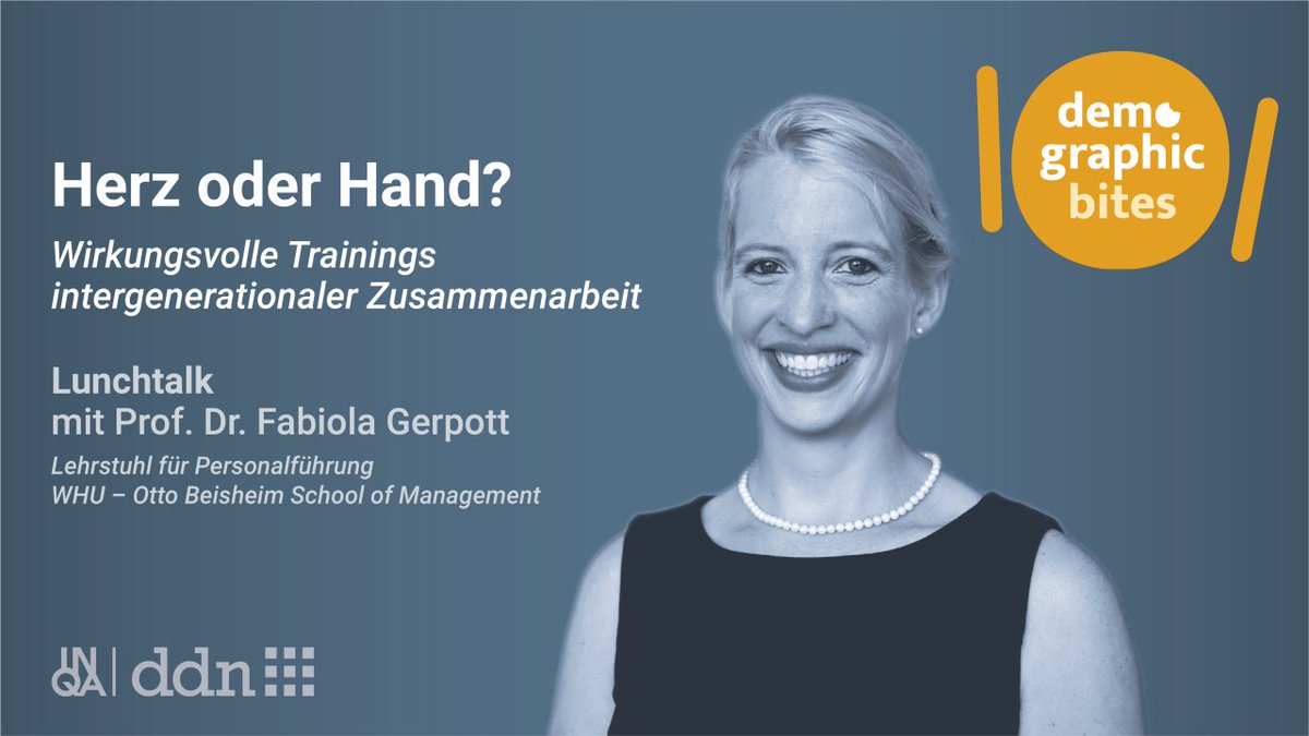 DFK_Verband's tweet photo. Was können Unternehmen tun, um eine bessere Zusammenarbeit zwischen verschiedenen Altersgruppen zu fördern? Prof. Dr. Fabiola Gerpott von der @WHU_edu verrät es am 13.12.2021 bei unserem Partner @ddn_netzwerk. 
Herzliche Einladung 👉 https://t.co/nY1rKOp29c
#HR #TeamDFK https://t.co/yGaK3s74ka