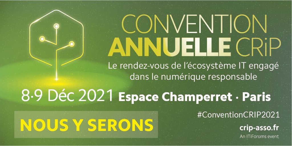 📢 [EVENT]
La Convention Annuelle du CRIP approche ! ⏳

Retrouvez les équipes QUODAGIS  au @CRiP_asso  les 8 et 9 décembre 2021 📅 à l'Espace Champerret à Paris. 📍

Pour participer, rendez-vous ici avec votre code invitation
545ITT 👉 lnkd.in/d7c6kAfH
