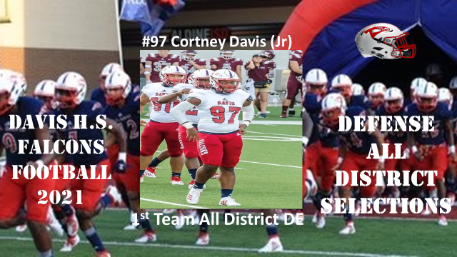 Congratulations to Cortney Davis for earning 14-6A All District Defensive End First Team.   #Flyboz