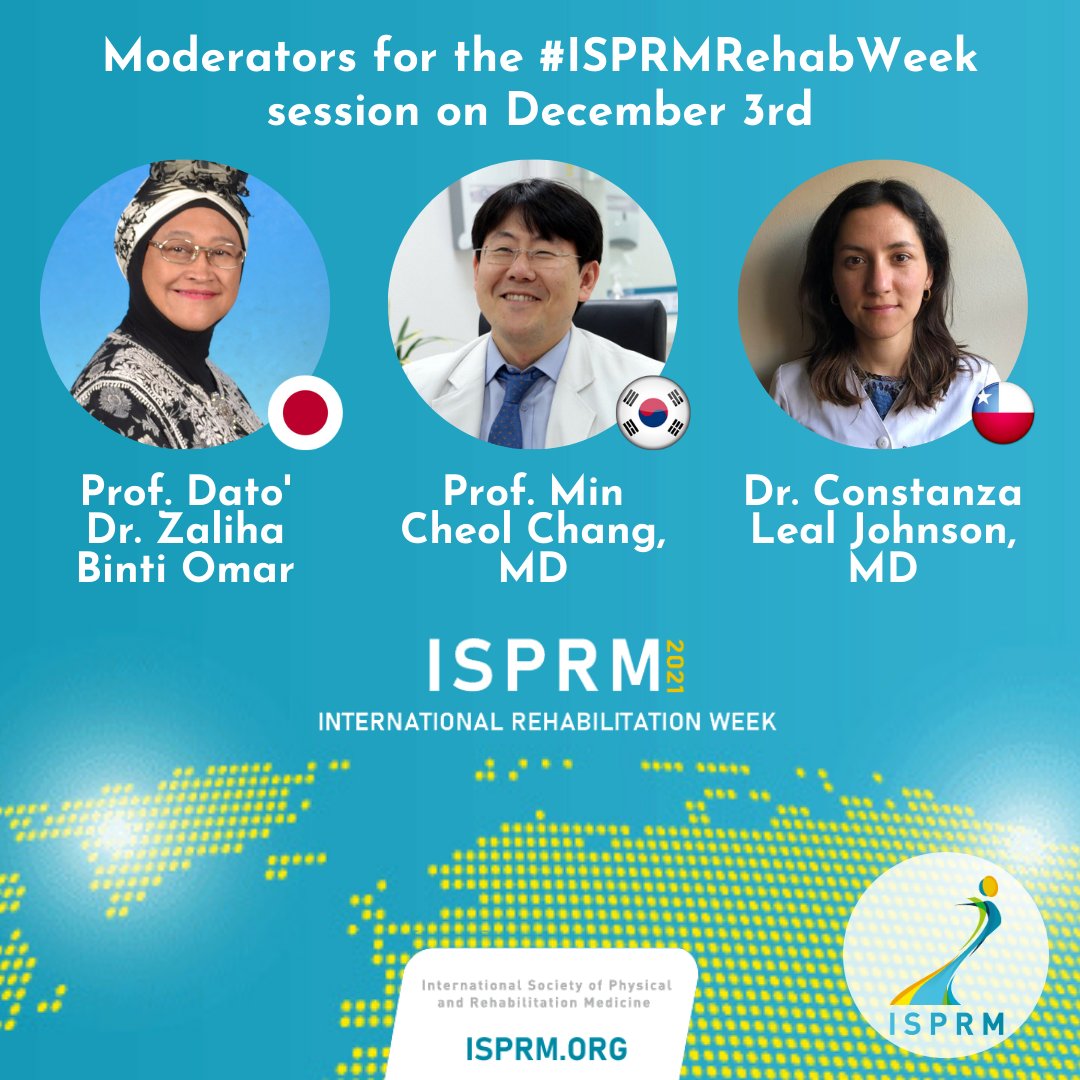 ISPRM's tweet photo. 🔴 We're LIVE in 5 minutes! Here are our moderators for today's #ISPRMRehabWeek sessions. #HealthyAgeing

Register for free here: https://t.co/lHD4m7x4Uu https://t.co/VOXYyhDBDV