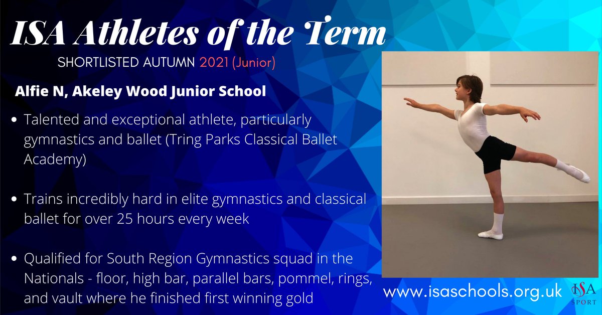 Your @isaschools Junior Athlete of the Term is open for voting! Exceptional athlete Alfie from @AkeleyWoodSport needs your votes! 🤸‍♂️ RT the original tweet to vote. Deadline for voting is 10am Friday 10 December. #ISAathleteoftheterm In partnership with @sportsfs 🤝