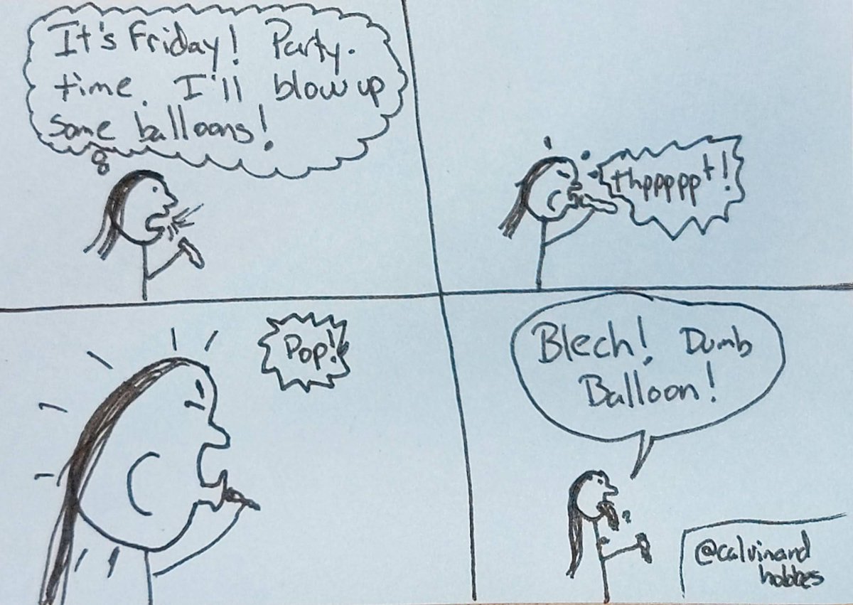 brianwashereart's tweet photo. my daughter and i both love Calvin and Hobbes.  you can say they are kindred spirits.  my daughter actually had this experience blowing up a balloon, though.  kids.  🤷 #cartoon #comic #cute #family #fun #funny #lunchbox #calvinandhobbes https://t.co/najatXzilK