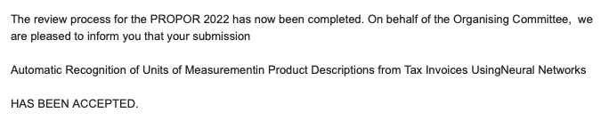 ariaufpb's tweet photo. Artigo "Automatic Recognition of Units of Measurement in Product Descriptions from Tax Invoices Using Neural Networks" aceito no PROPOR 2022.

Esse trabalho é resultado de pesquisas financiadas pela Secretaria de Fazenda do Estado da Paraíba (SEFAZ-PB) https://t.co/U0UEvoQEd4