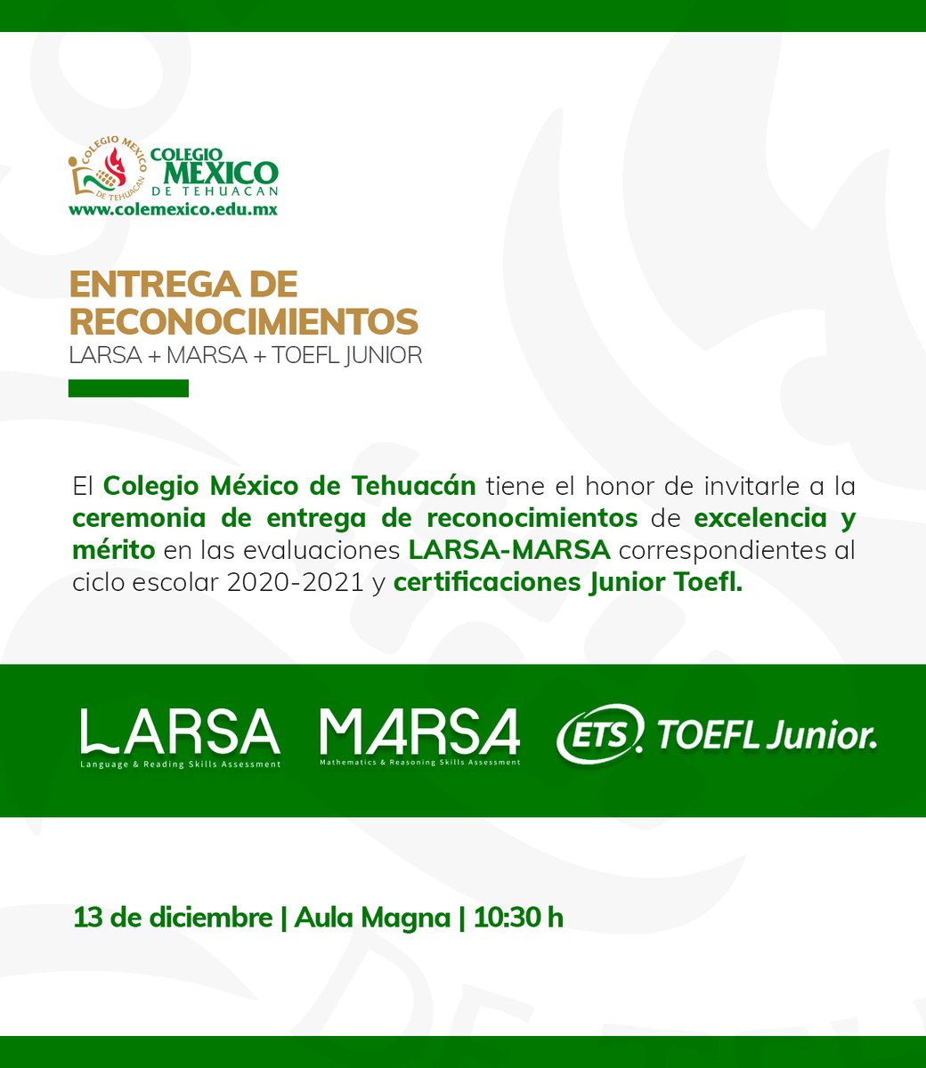 ColeMexicoTH's tweet photo. Te invitamos a la Ceremonia de entrega de reconocimientos. 

#todossomoscoleméxico
#aquísísomosfelices https://t.co/t3zHk8L01A