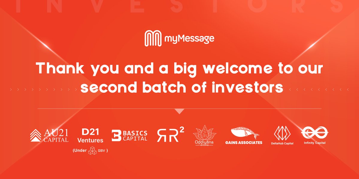 TGKThunders's tweet photo. #myMessage decentralized #Reddit &amp; Data Portal has announced their 2nd batch of investors🚀

Among them are 
@AU21Capital @d21ventures @gbvofficial @BasicsCapital @RR2Capital @oddiyana_vc @GainsAssociates @DeltahubC @InfinityVC_
 
Your message , Your money 🚀

@myMessageOS #TGK https://t.co/E8QESfNowO
