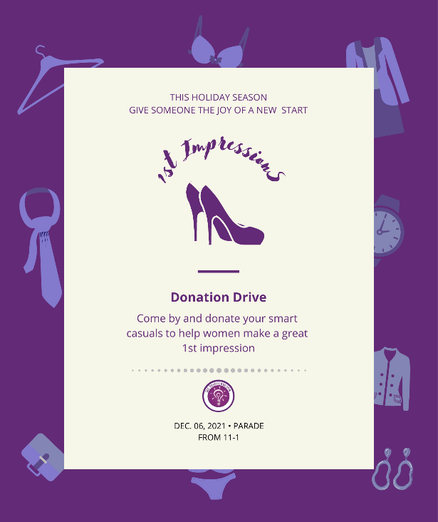 We will be collecting clothing and accessories for our wardrobe to equip women with great first impressions at the job interview. Join us on Monday, 6th of December at the Parade at the University of Bath #1stimpression #women #charity #bath #charityorganisation #charitydonations