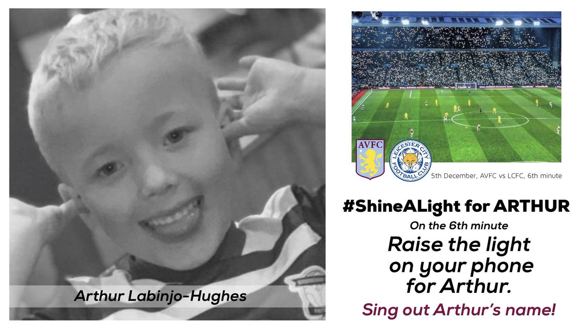 VillaAndProud's tweet image. Let’s make this happen for #ARTHUR 

#ShineALight 

👉 please share, let’s light up Villa Park for Arthur 

#AVFC #LCFC | @AVFCOfficial