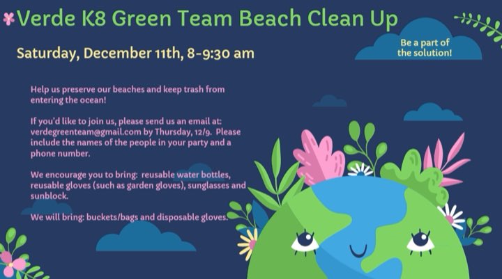 VerdeGreenTeam's tweet photo. Please join us as we do our part to keep our beautiful beaches clean and trash free! @ChristyAliaga @VerdePrincipal @Proud2BVerdeAP https://t.co/Lr8GNWgCT7