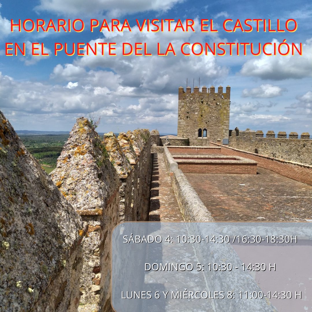 Te dejamos el horario para visitar el #castillo de #SeguraDeLeón durante el #PuenteDeDiciembre 
Más información en el teléfono: 615625117.