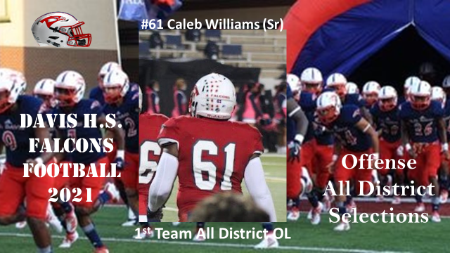 Congratulations to Caleb Williams for earning 14-6A All District Offensive Lineman First Team.  #Flyboz