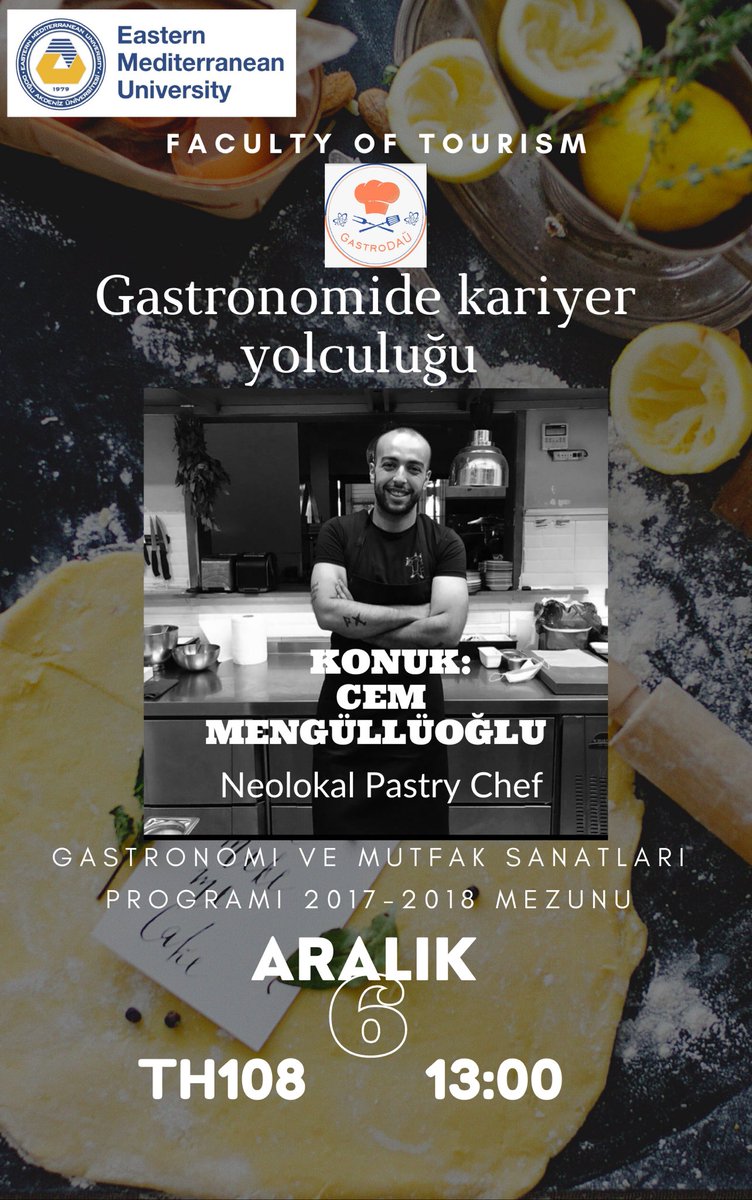 6 Aralık pazartesi günü Cem Mengüllüoğlu ile yüz yüze yapacağımız seminerimize herkesi bekliyoruz.
⏰ 13:00
🗓 6 Aralık Pazartesi 
📍Turizm Fakültesi TH108 sınıfı