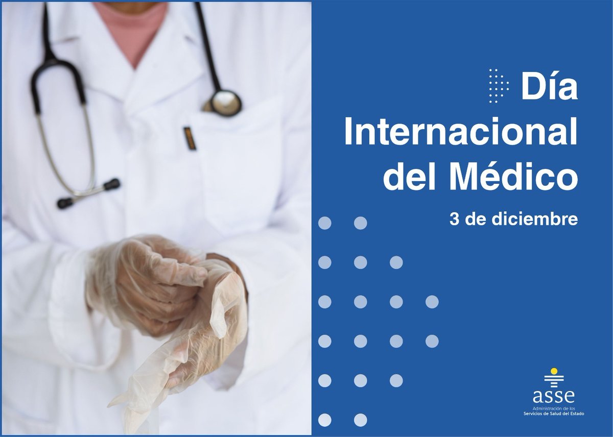 ASSEcomunica's tweet photo. ASSE saluda a su médicos y médicas en su Día y extiende su reconocimiento a estos profesionales que con su noble tarea enaltecen nuestra Institución
#OrgullososDeNuestrosEquipos💪 https://t.co/Q5chJlJJFe