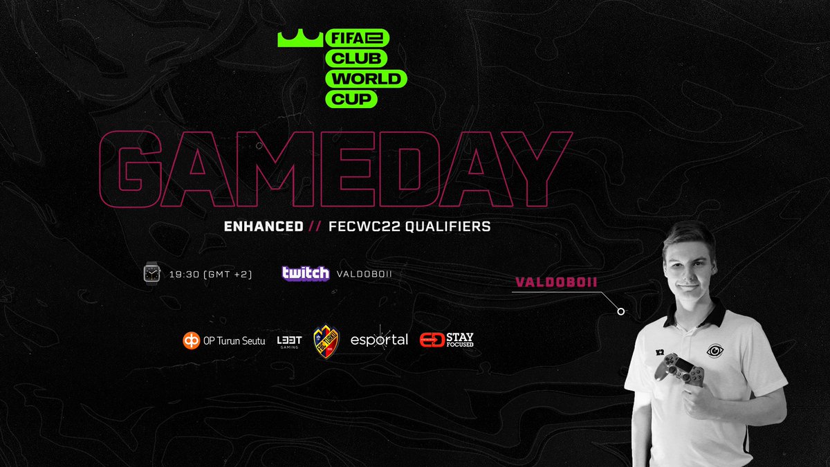 We continue with <a href="/FIFAe/">FIFAe</a> Club World Cup 🔥

Yesterday we came short in the deciding BO3 match-up against <a href="/1JEsports/">1J Esports</a>, suffering a 1-2 loss. Tonight we will grind out the lower bracket😤 

Let's go  <a href="/valdoboii/">Valtteri Kyrö</a> &amp; <a href="/JaKurrii/">Jussi Koivuniemi</a>!

⌚️19:30 EET
📺twitch.tv/valdoboii

#esportsfi