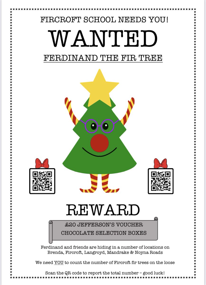 FircroftPTAEvents (@fircroftpta) on Twitter photo Further to our video appeal, pls urgently show your kids this WANTED poster to help find Ferdinand Fir Tree & friends. Ferdinand is a special guest at this yearβs Fircroft Window Wonderland. More info can be found here: linktr.ee/fircroftpta
<a href="/fircroftSW17/">Fircroft Primary</a> <a href="/JeffersonsICE/">Jefferson's</a> Further to our video appeal, pls urgently show your kids this WANTED poster to help find Ferdinand Fir Tree & friends. Ferdinand is a special guest at this yearβs Fircroft Window Wonderland. More info can be found here: linktr.ee/fircroftpta
<a href="/fircroftSW17/">Fircroft Primary</a> <a href="/JeffersonsICE/">Jefferson's</a>