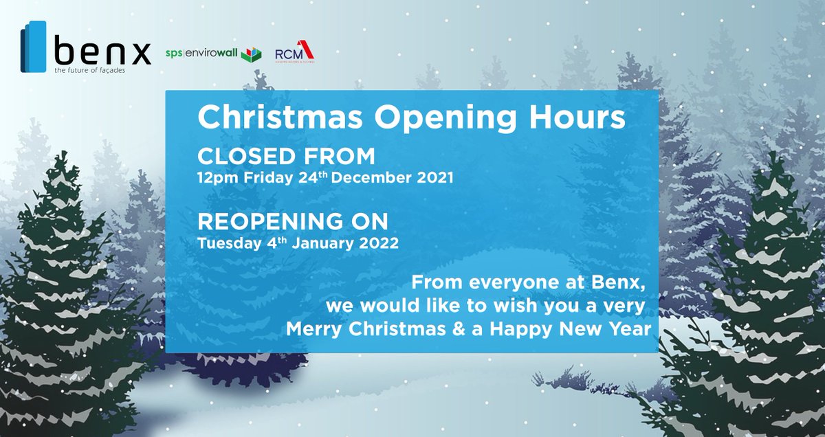 Is it that time already?! Only 21 days until Christmas. Please read the below information about our Christmas and New Year shutdown times. 

If you have any questions, please contact our team on 0845 519 8641 or via our website - benx.co.uk/contact/