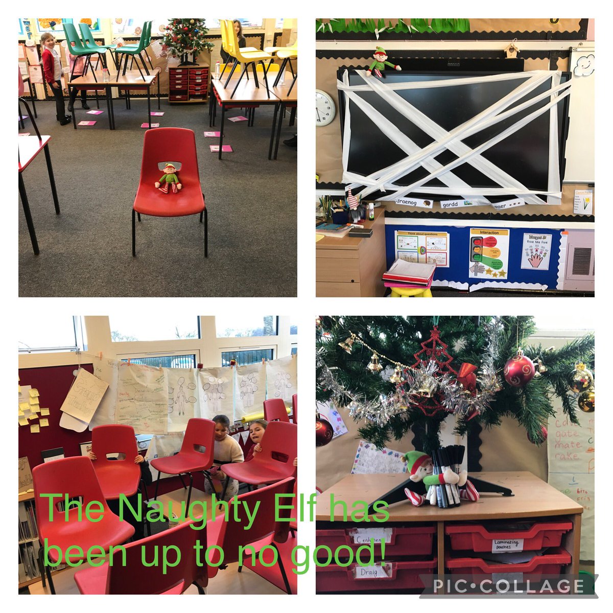 The Naughty Elf has been up to mischief in Dosbarth Elm this week! <a href="/MillbrookP/">Millbrook Primary</a> @MrATBennett