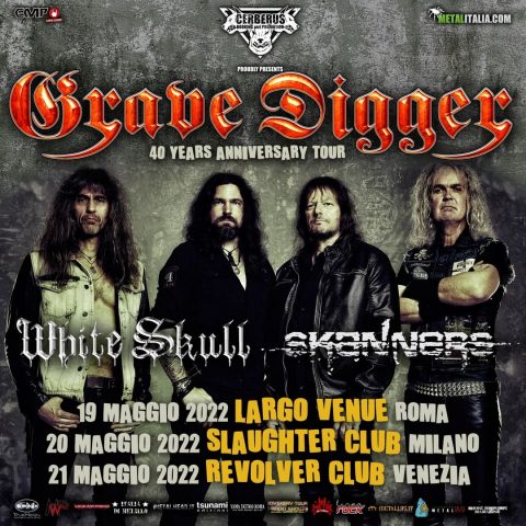 metallus_it's tweet photo. Grave Digger: Tre date live in Italia a maggio 2022 https://t.co/Ah08UTvdng @GRAVEDIGGERclan #WhiteSkull #Skanners @Cerberus_Rocks @Slaughter_club #LargoVenue #RevolverClub https://t.co/B72xJZ57zk