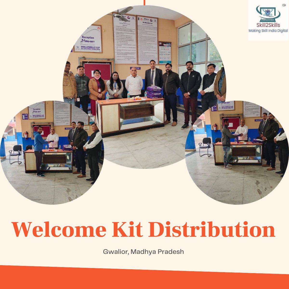 Skill2skillsLLP's tweet photo. Welcome Kit Distribution at #DDUGKY training centre of #Skill2Skills located in #Gwalior, MP. This ceremony is organized at DDU-GKY centre to welcome new training at our campus. Thanks to Mr. Narendra Singh Dhakre (Chairman) MPCT College Gwalior for guidance to the candidates. https://t.co/sfvORtilrK
