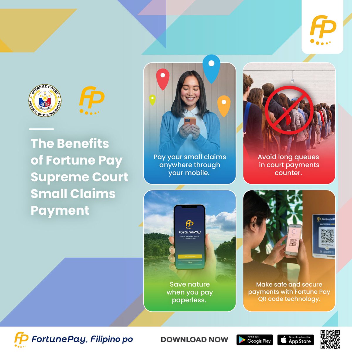 FortunePayPH's tweet photo. Why pay Supreme Court with Fortune Pay?
Stay updated with the latest updates. Follow Fortune Pay on social media. ๐
https://t.co/njM4GGJpxo
Go cashless today. Visit https://t.co/xbFOBLoI4x
#BeFortuneFriendly #FortunePay https://t.co/FlG3tnzfBT