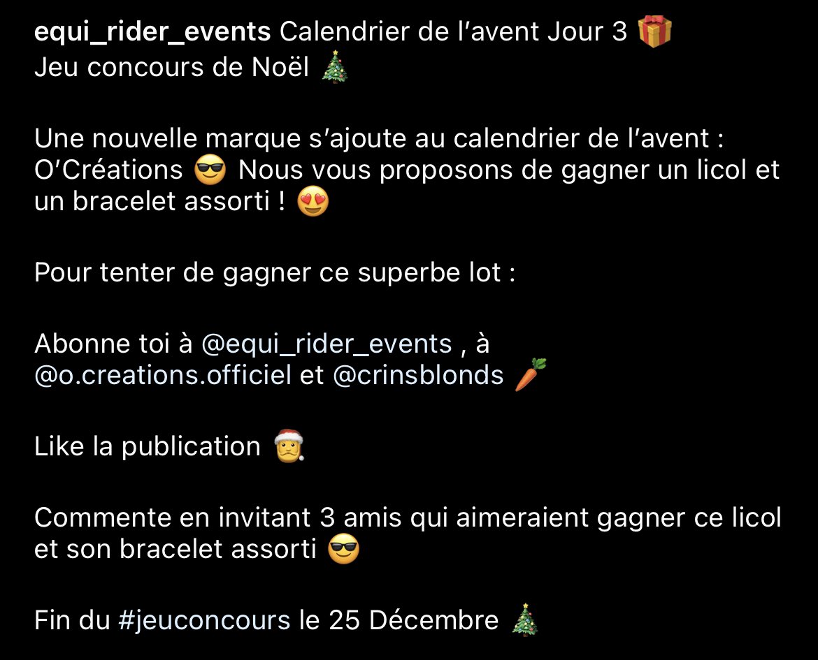 Equirider_'s tweet photo. Calendrier de l’avent J3 🎁
La case numéro 3 a été dévoilée ce matin ⭐️
À gagner sur Instagram un #licol et son bracelet assorti O’Créations 😍
#CalendrierDeLavent #noel #JeuConcours #Giveaway #horse #horseriding #équitation https://t.co/WE48mnmacB