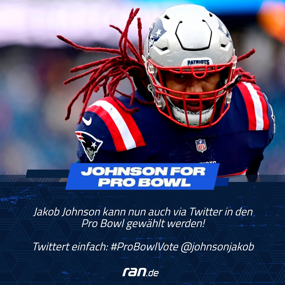 Jede Stimme zählt! Auch auf "normalem Wege" kann natürlich noch bis zum 16. Dezember abgestimmt werden: tiny.cc/dh5muz
#ranNFL #ranNFLSüchtig #ProBowlVote @johnsonjakob