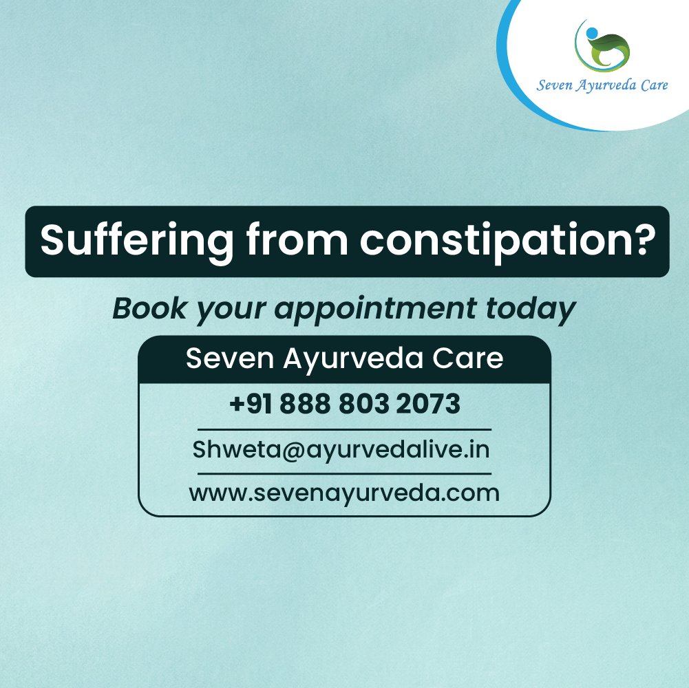 To know more about the Ayurvedic treatment contact Seven Ayurveda Care.
Book your appointment today
Seven Ayurveda Care
sevenayurveda.com  

#sevenayurvedacre #Constipation #Healthcare #INDIGESTION #Healthcare2021 #digestivehealth #Ayurvedacare #Askdrshweta #ayurvedacare