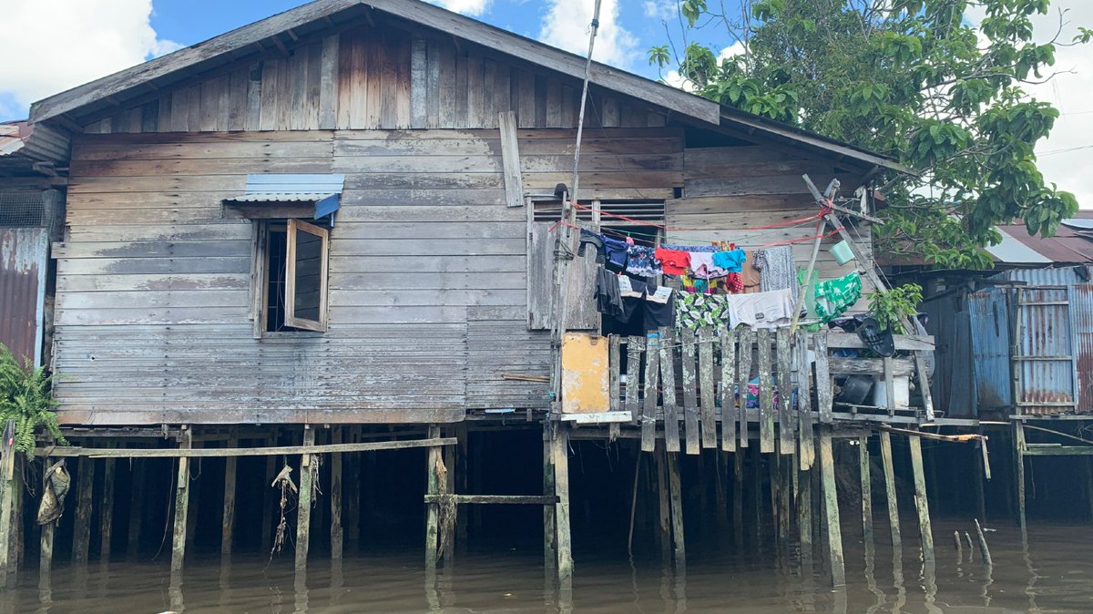 A house in stilts above the water in Banjarmasin, Indonesia.