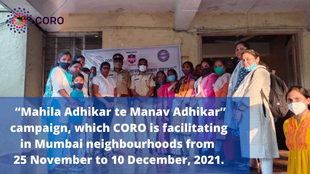 coro_india's tweet photo. “Mahila Adhikar te Manav Adhikar” 
Women's Safety and Respect Campaign. One of the objectives of the campaign is to develop a sense of trust and cooperation between local citizens and the police forces.

#voilenceagaisntwomen 
#safetyandrespect 
@MumbaiPolice 
@nirbhayasquad1 https://t.co/V7mEtCDHcC