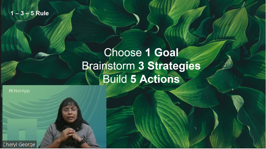 NetAppWIT's tweet photo. # Throwback #SheElevates, “The Success Principles” by Cheryl George, Outbound Product Manager at NetApp. Cheryl recommends to create a goal which is very specific and measurable.@NetAppIndia @LifeAtNetApp @shilpahiran https://t.co/GYQxUrEgGG