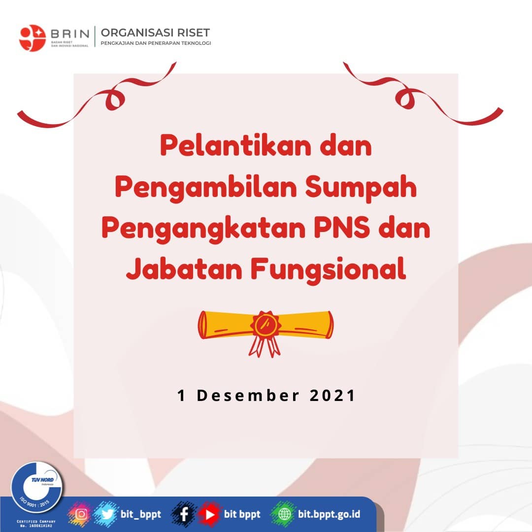 bit_bppt's tweet image. Selamat untuk teman-teman yang dilantik. Semoga dengan dilantiknya sebagai PNS dan Pejabat Fungsional ini dapat menambah semangat dalam bekerja. Sukses selalu.

#bit_bppt #BRIN #inkubasibisnisteknologi #inkubatorbisnis #startup #inkubatorteknologi