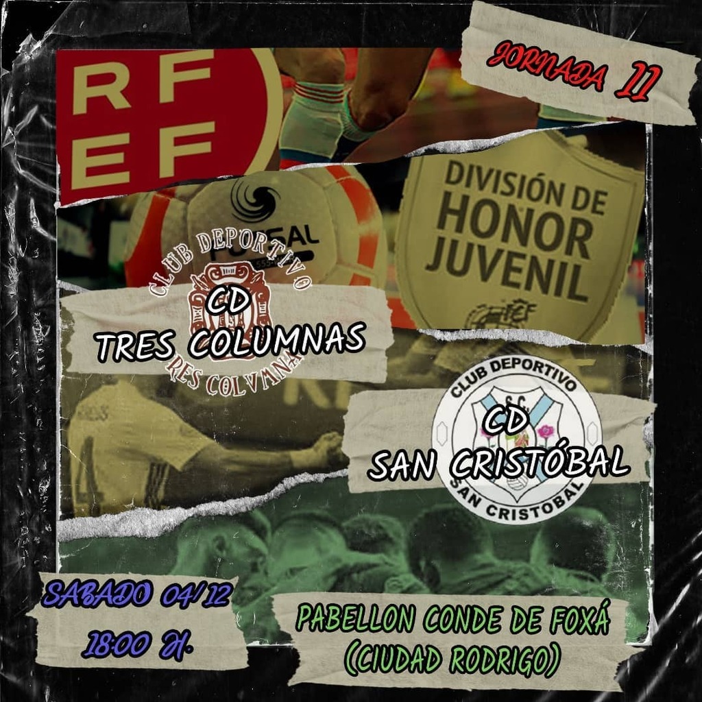 🏆 DIVISIÓN DE HONOR JUVENIL

🖊️ <a href="/trescolumnascd/">CD Tres Columnas</a> entrará en escena en la tarde del sábado en el duelo que los enfrenta a <a href="/cdsancris/">C.D.San Cristobal</a>.
Oportunidad para los mirobriguenses de recortar distancias en la tabla con su adversario y retomar sensaciones olvidad… instagr.am/p/CXBA0lhDTpq/
