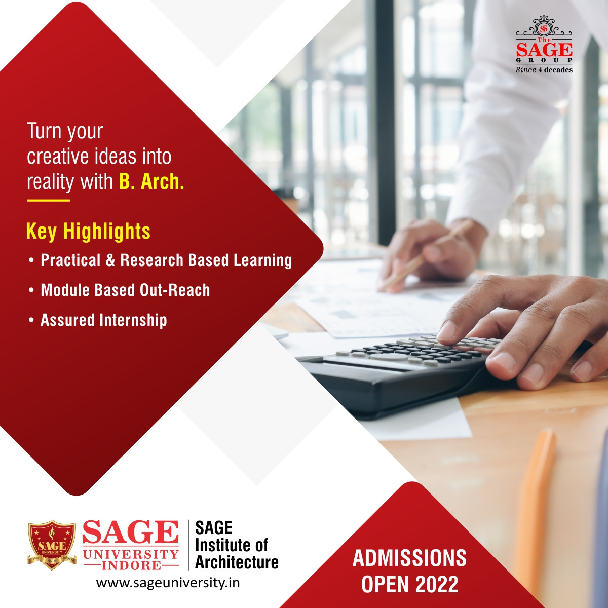 SAGE_INDORE's tweet photo. Become an ace architect with a B.Arch. degree from SAGE Institute of Architecture. Practical exposure and contemporary learning that will keep you ahead .

Visit: https://t.co/lpVWWA2usL
___

#SAGE #SAGEUniversity #SAGEIndore #SUI #TheSAGE #SAGEGroup #SEE #AdmissionsOpen https://t.co/0Bpi5PCt7t