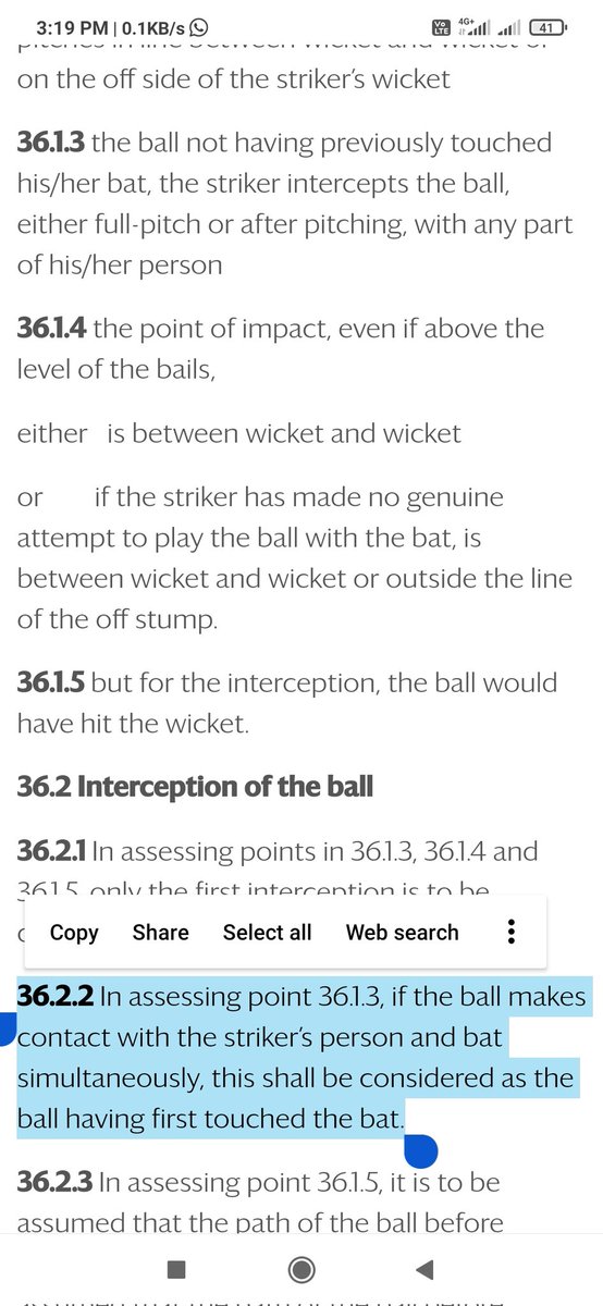 Ranga41619681's tweet photo. Third umpir said that it's Bat and pad in contact with ball at the same time, in that case MCC Rule clearly says that it's not out, how come it's not conclusive, when there is a rule clearly stating about that. https://t.co/fE1RX3letr