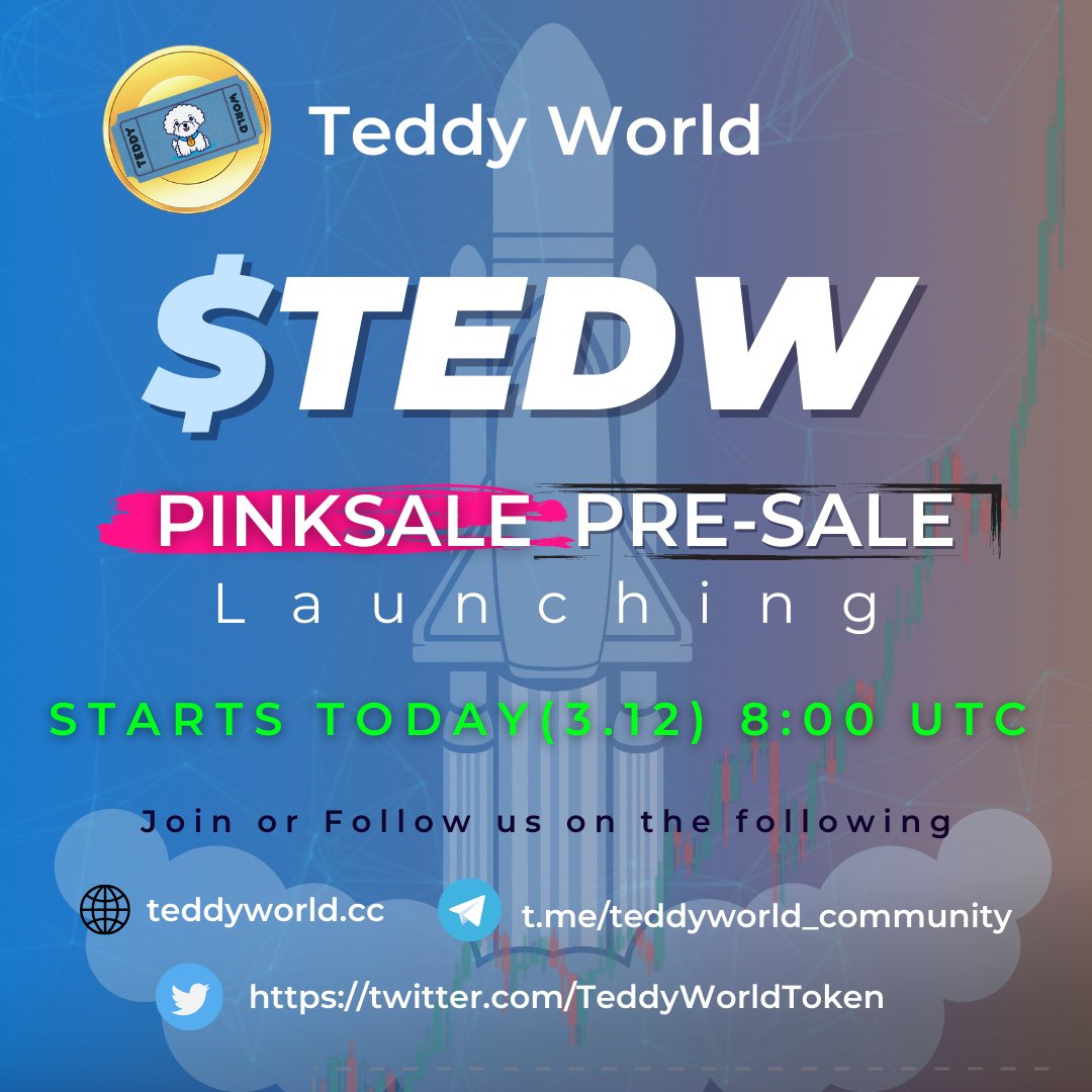 TeddyWorldToken's tweet photo. 🐶 TEDDY WORLD - https://t.co/w7g3uiOVPM 🐶

TEDDYNOMICS
🔹4% AUTO-REWARD SYSTEM
🔹2% LIQUIDITY POOL
🔹2% LOTTERY FUND
🔹1% BURN ADDRESS
🔹1% MARKETING FUND

PRESALE IS LIVE NOW!
https://t.co/0MQGy7NCp8

🌐WEBSITE: https://t.co/w7g3uiOVPM
📱TELEGRAM: https://t.co/DRDMRJr0q5 https://t.co/NsiF3DrGW5