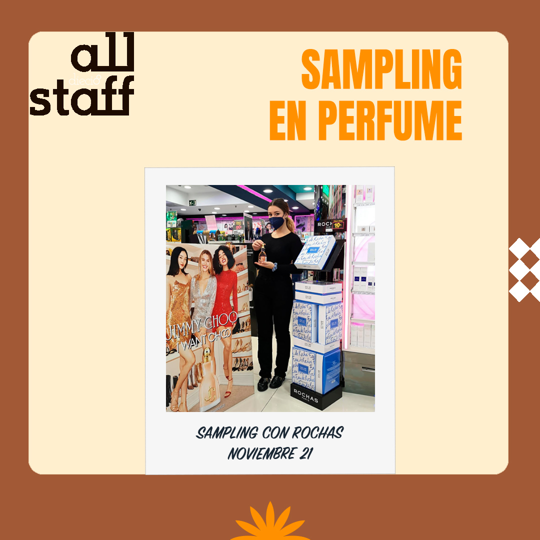 Seguimos con trabajos. En esta ocasión, de la mano de perfumes ROCHAS en el Centro Comercial Puerta de Europa en Cádiz promocionando sus productos mediante sampling, ¡qué ganas tenemos de volver! Buscamos nuevas incorporaciones, escríbenos a info@allstaff.es ¡Te esperamos!
