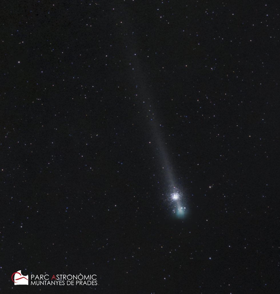 Avui el cometa C/2021 A1 Leonard ha creuat per davant el cúmul d'estrelles M3

📷 <a href="/parcastroprades/">Parc Astronòmic Prades</a>