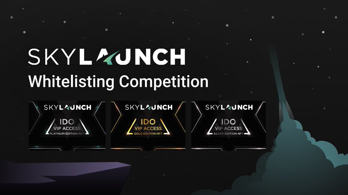 Today is D-Day! Our Whistelisting competition is OPEN!! Join, Share, Invite your friends ... And try to get your hands on these juicy IDO VIP Access NFTs!! The competition will run for 1 week! gleam.io/4I0yd/skylaunc…