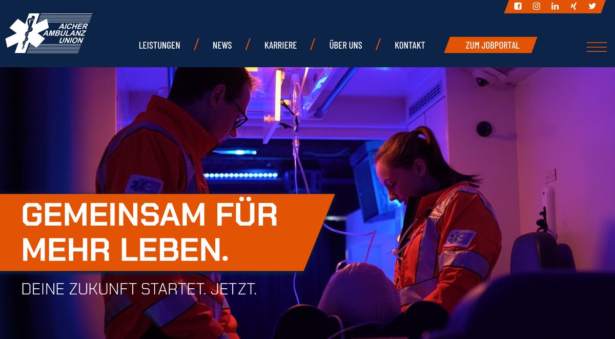 Aicher Ambulanz: Die Zukunft des modernen Rettungsdienstes beginnt genau JETZT 🚑
In Kürze erscheint unsere neue Website im top-modernen neuen Design.
Hier ein erster spannender Eindruck der neuen Seite.