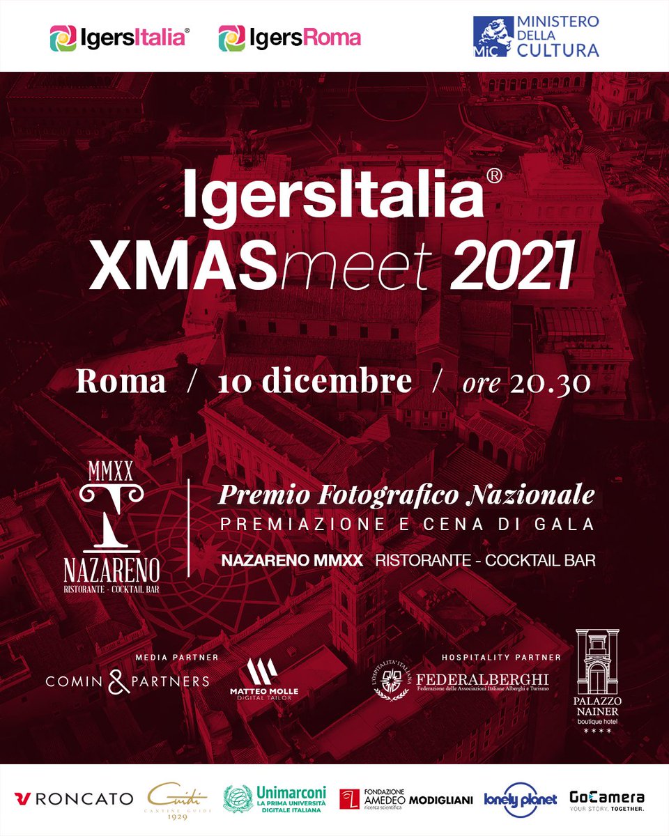 Pronti a brindare?🥂
Vi aspettiamo venerdì 10 dicembre per la Cena di Gala del #PremioIgersItalia2021 al Nazareno MMXX Restaurant and Lounge Bar nel cuore di #Roma. 
Per saperne di più clicca sul link 👉 igersitaliaxmasmeet2021.eventbrite.it
.
@igersitalia <a href="/Igers_roma/">Igers Roma</a>